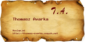 Thomasz Avarka névjegykártya